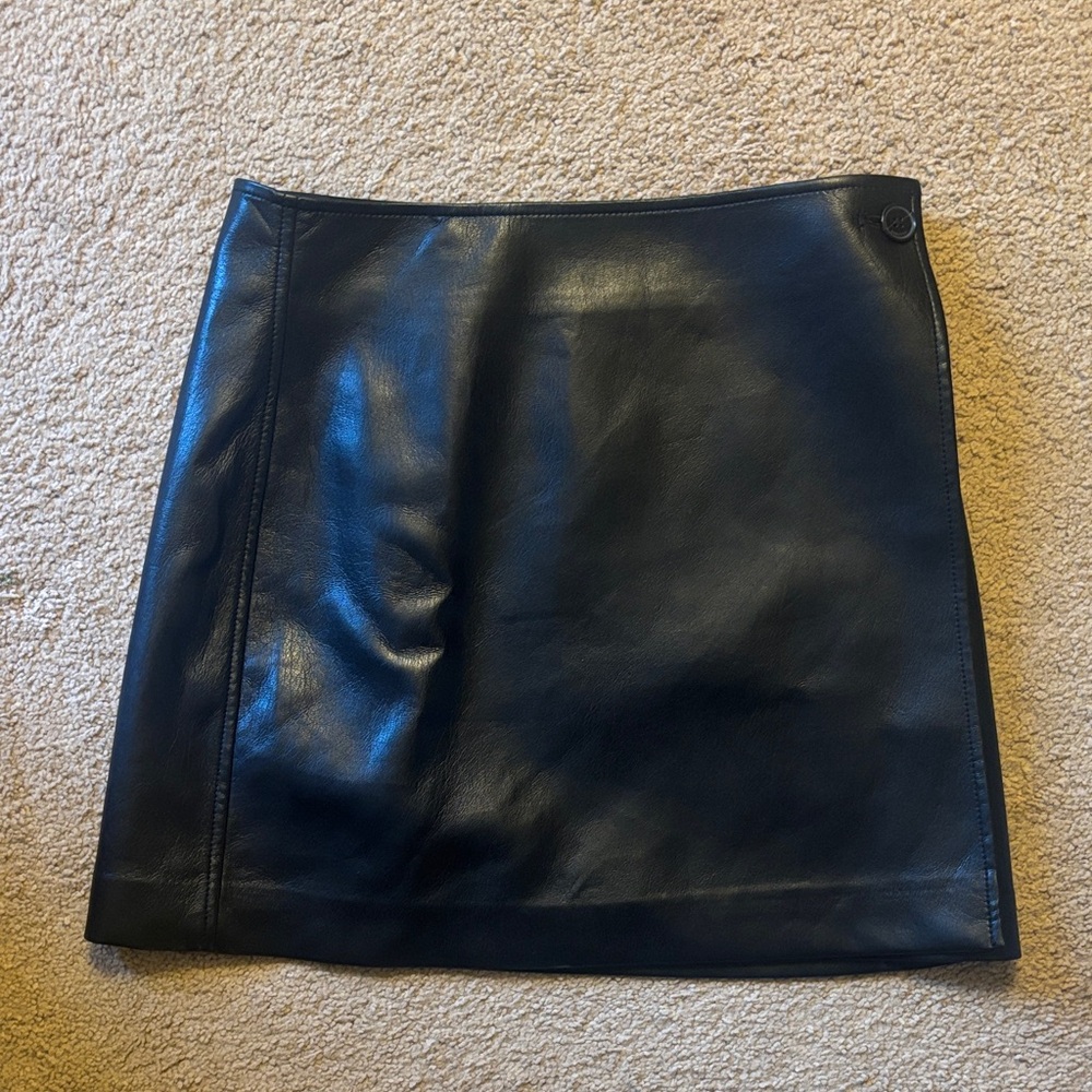 Babaton Wrap Leather Mini Skirt